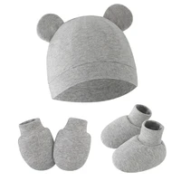 3Pcs/set Newborn Baby Hat Anti Scratch Gloves Protective Foot Cover Anti-grab Infant Mittens Cap & Socks Set 066B 2