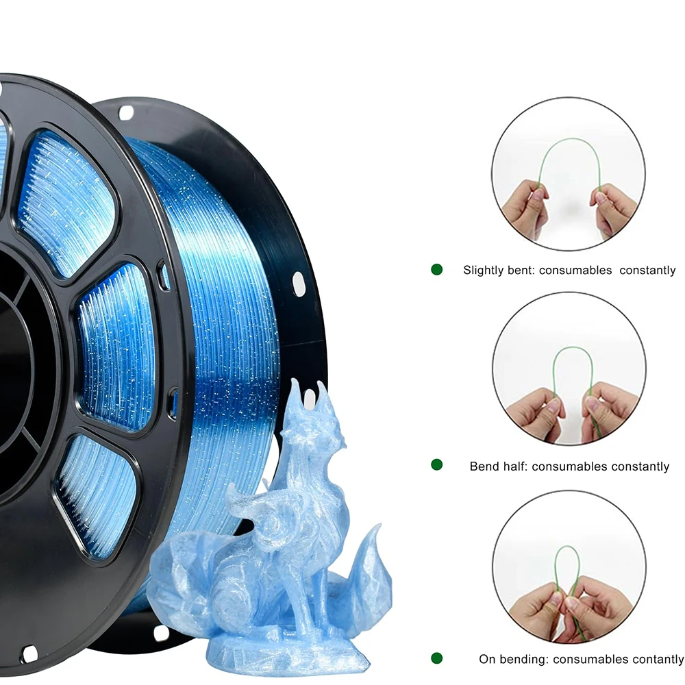 Petg 크리스탈 스파클링 블루 3D 프린터 PLA 필라멘트 1.75mm Petg 크리스탈 스파클링 블루 3D 프린터 재료 250g 500g 1Kg