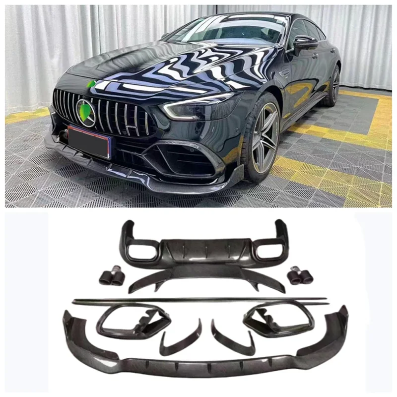 

Комплект кузова для Mercedes AMG GT50/GT53/GT63 2019-2022 + бампер из натурального углеродного волокна, передняя губа, задний диффузор, боковая юбка, спойлер, выхлоп
