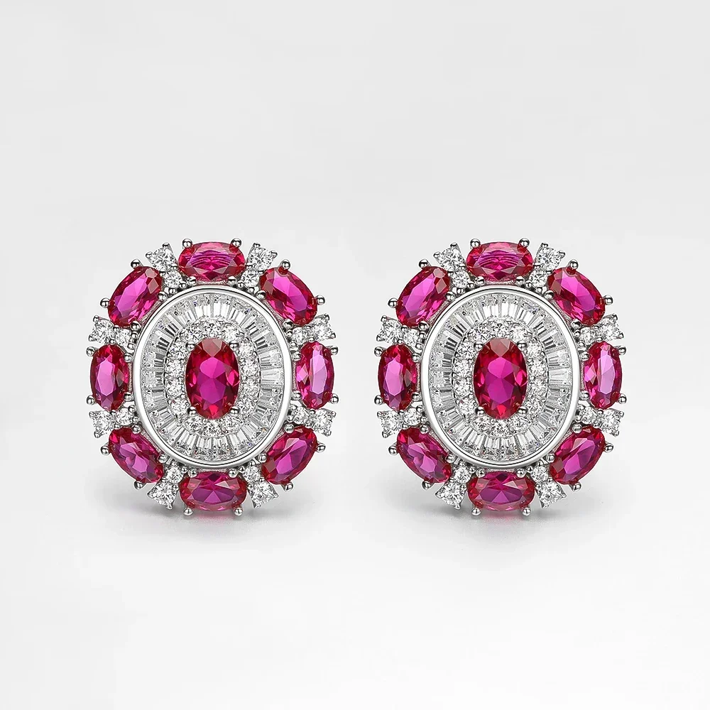 

Универсальные серьги из стерлингового серебра 925 пробы с рубиновым высокоуглеродистым бриллиантом 4*6 мм для женщин со сверкающими бриллиантами