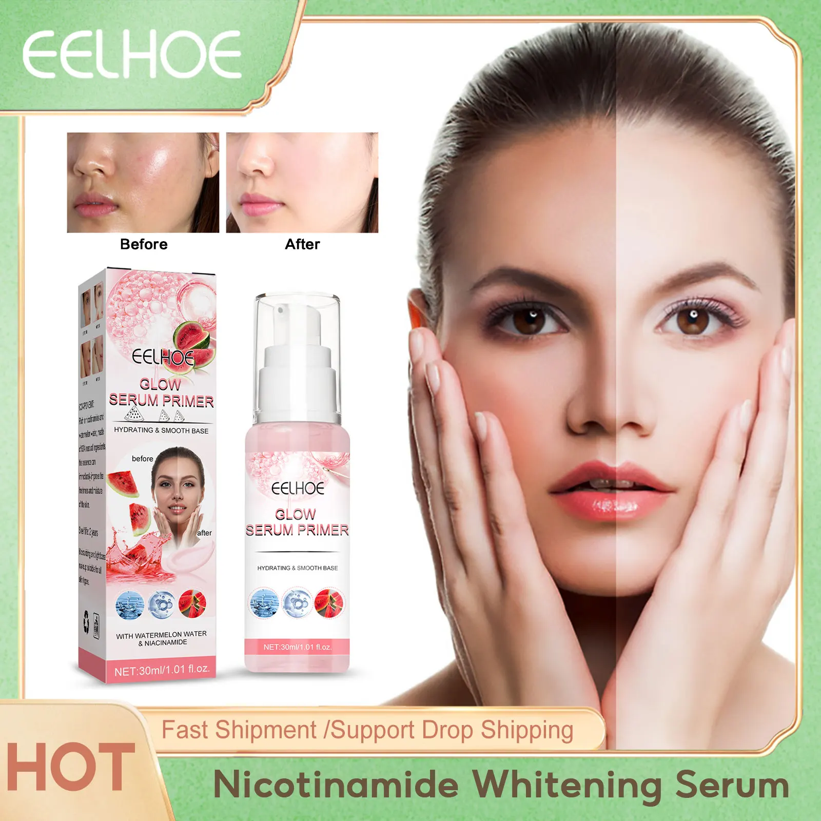 Nicotinamide Whitening Serum Even Skin Tone Melanin Correcting Improve Pigmentation Deep Moisturizing Brightening Facial Essence nicotinamide face serum fade dark spots melanin hyaluronic acid lifting firming whitening shrink pores pigmentation b3 essence