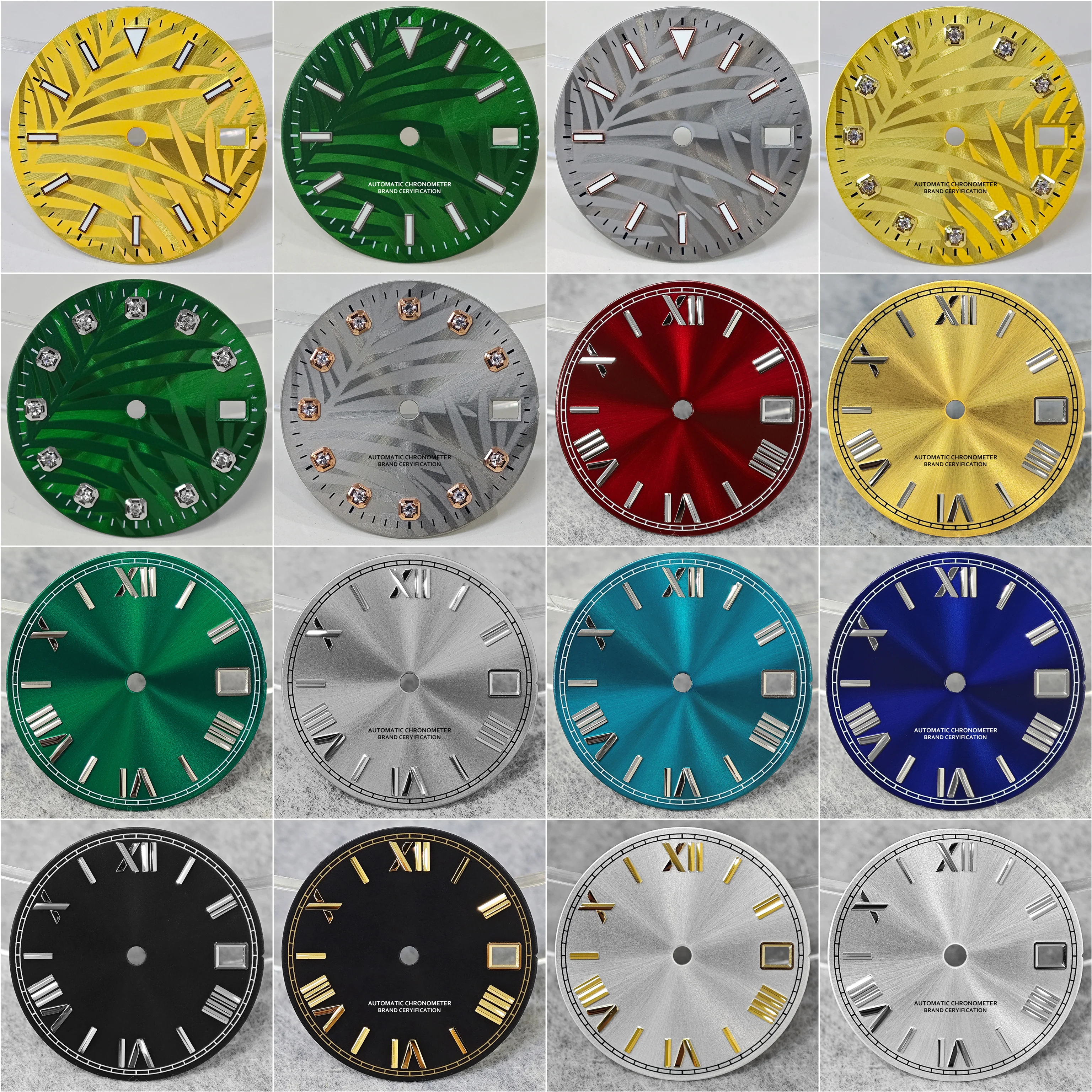 Green Luminous High-Quality Watch Face for Date Series, 28.5mm Dial