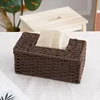 Handmade Woven Paper Box Napkin Paper Box Household Tissue Box Rattan Woven Paper Box Creative Tissue Tube Woven Basket 4