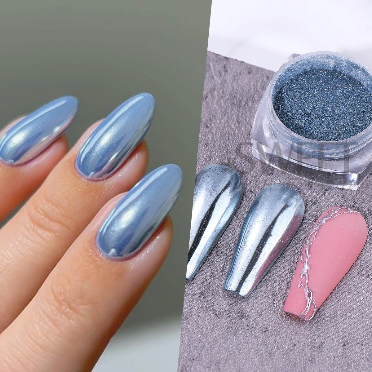 6 Colors Y2K Metallic Matte Mirror Nail Glitter Powder Punk  Purple Blue Green Chrome Pigment Metal Charm Manicure Decor Flash