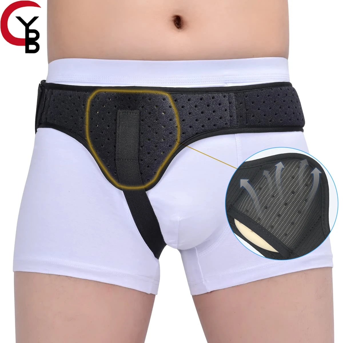 Hernia Belt Truss Men & Women Left/Right Side Support Groin Pain Removable Compression Pads Pre or Post-Surgical