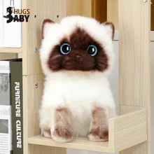 

Simulation Siamese cat Plush toy Blue Sequins eyes Cat Plush Doll Brown and White Face Ragdoll plush Cat Home Decor Doll to flik