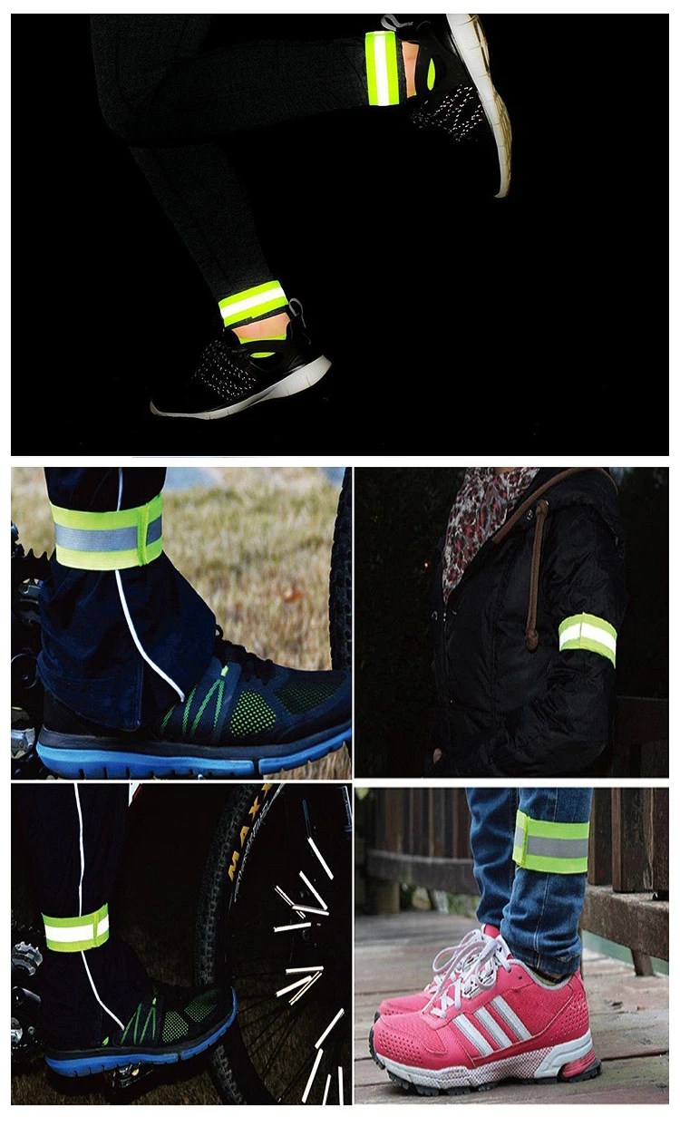 Pair Reflective Bands Elastic Armband Wristband Ankle Leg