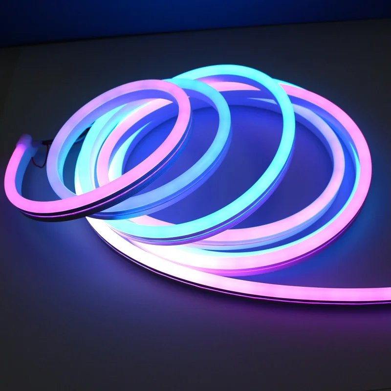 RGBIC Silicone Neon Rope Lights avec Musique Divisable DC12-24V LED Bande Lumineuse pour Chambre Salon 84 gible/M