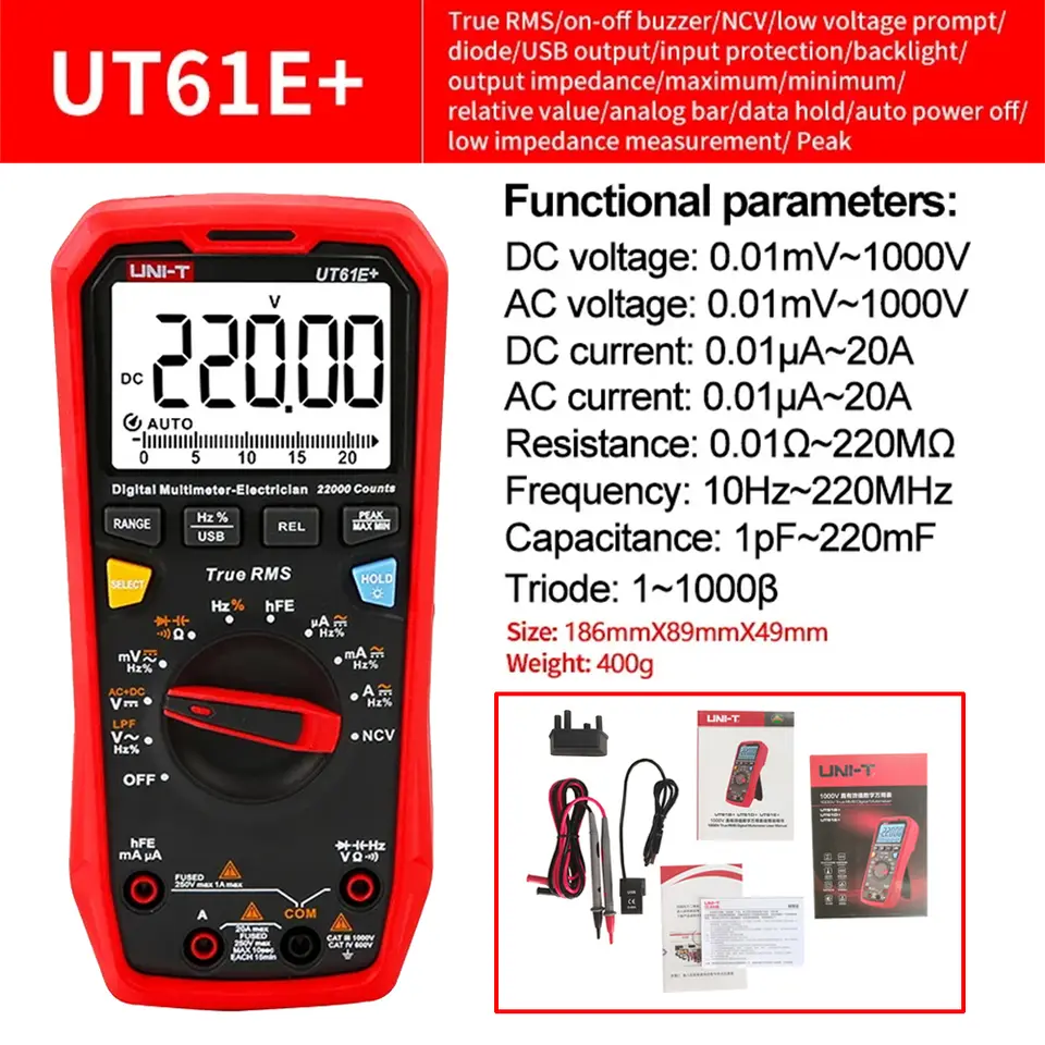 UNI-T Multimeter Digital Professional UT890C UT890D+ UT89X UT89XD UT60S UT60BT UT61B+ UT61D+ UT61E PLUS Electric Tester Meter image 16