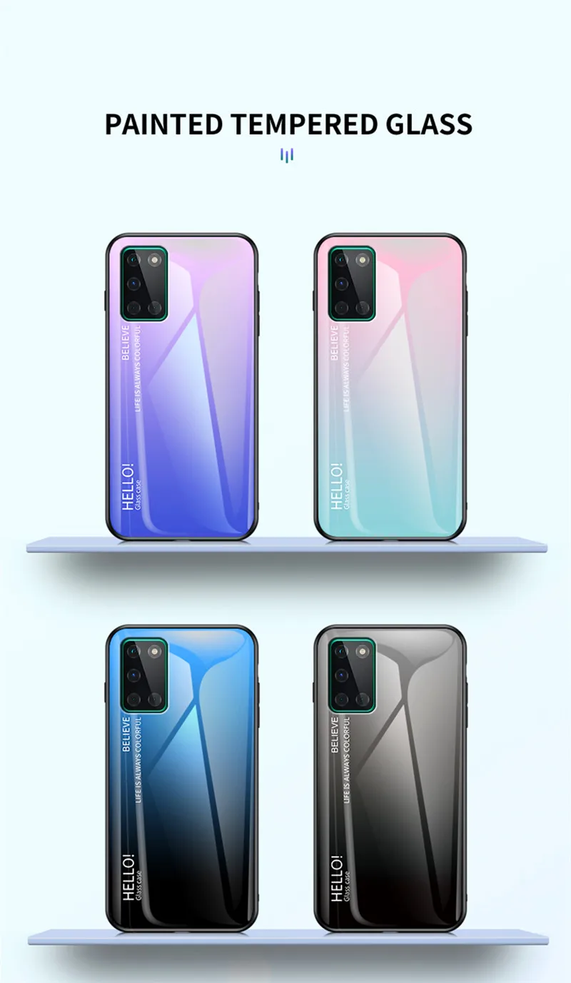 One Plus Oneplus 8T Plus KB2007 Case Gradient Grain Tempered Glass Hard Back Cover for OnePlus 8T KB2001 KB2000 Silicone Bumper 6
