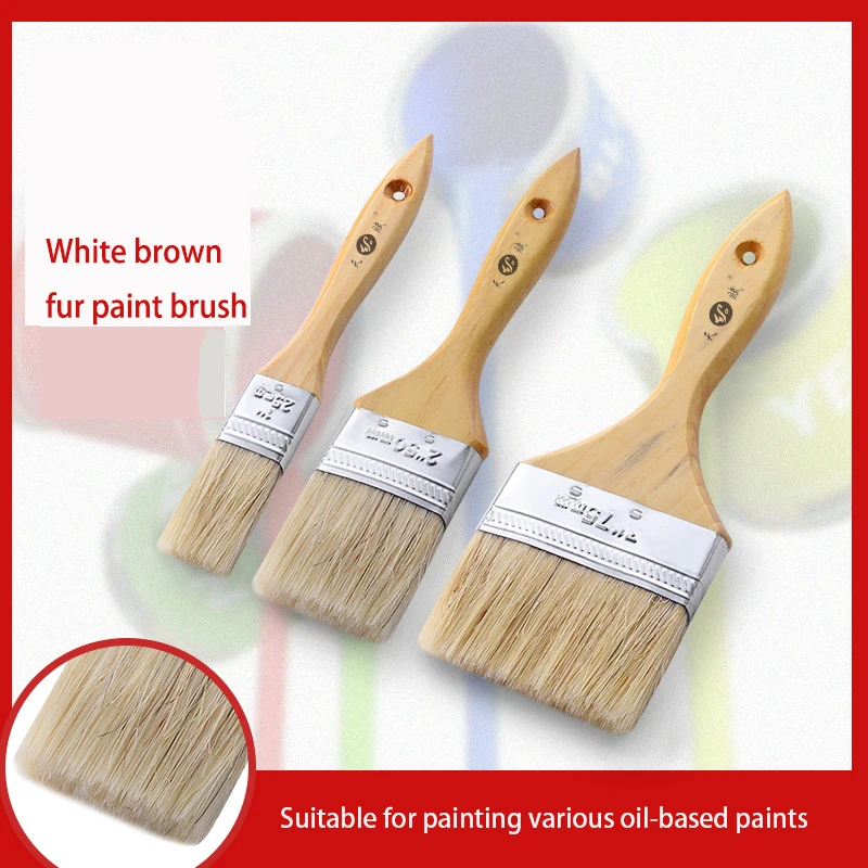 Pig Mane Brush Wooden Handle Tool Decoration Paint Coating Latex Cleaning Barbecue Baking Painting