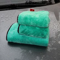 AUTOBRIGHT 40x40CM Microfiber Cleaning Towel Green Wash Towels Extra Soft for Car Cleaning Drying 1200gsm Cloth Car Wash Tools 2