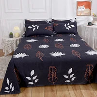 Tropical Monstera Leaves Flat Sheet with 2 Pillowcase Soft Comfortable Botanical Feather Print Bed Sheet Set (No Fitted Sheet) 3