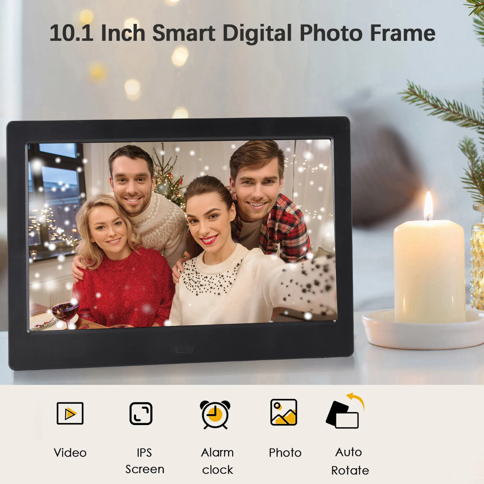 Andoer 10.1 Inch Digital Photo Frame IPS Display Desktop Electronic Album with Video Music Clock Calendar And Remote Control