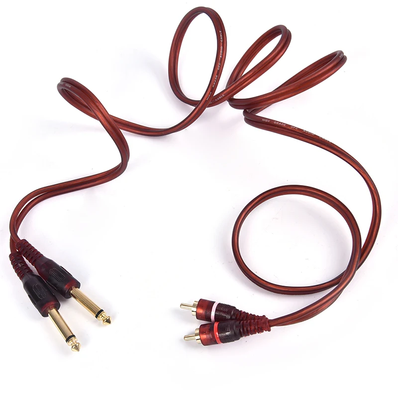 1PC 1.5m Cable Dual RCA Male to Dual 6.35mm 1/4 inch Male Mixer Audio Cable