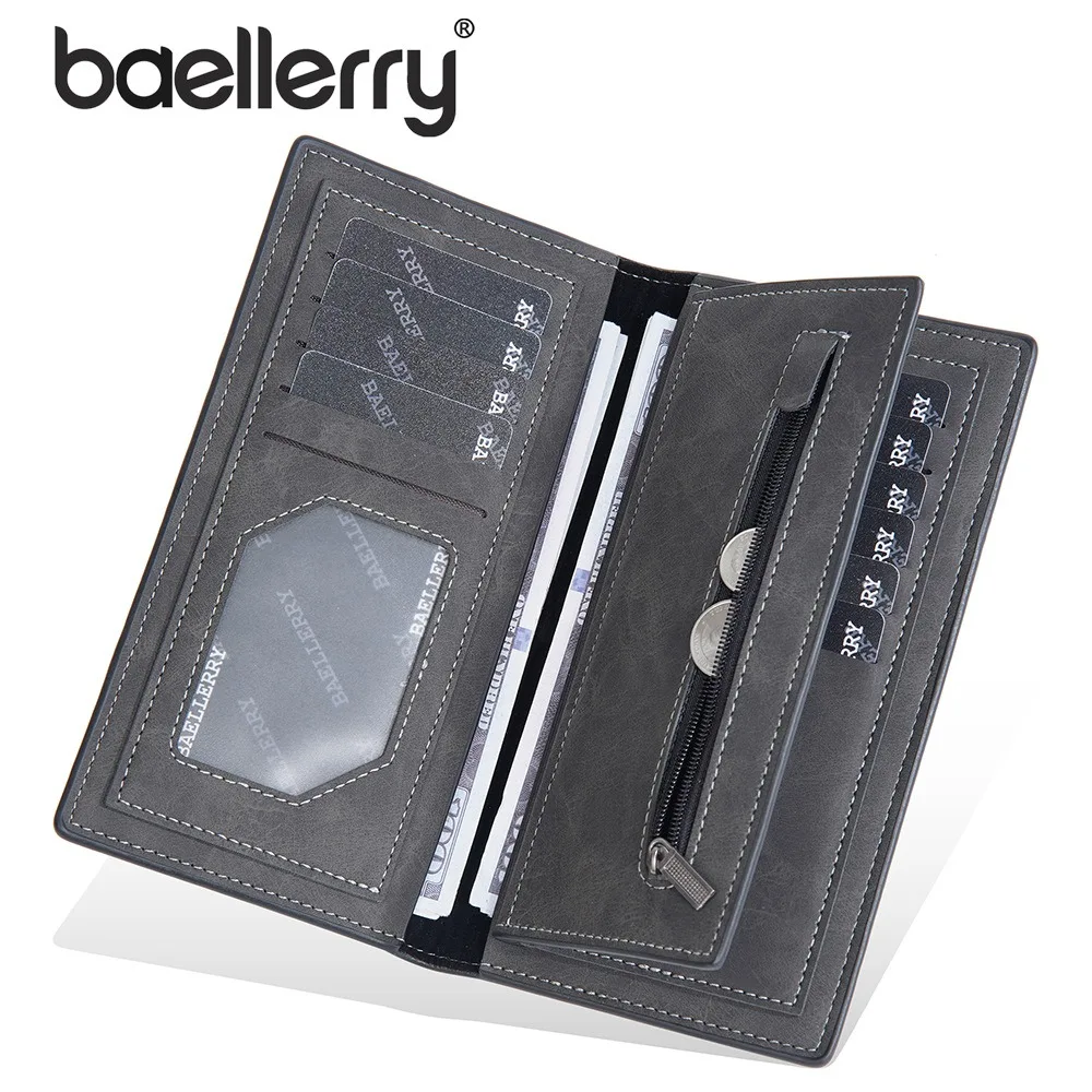 Baellerry Men's Custom Engraved Long Wallet PU Leather RFID Blocking 10+ Card Slots Zipper Gift