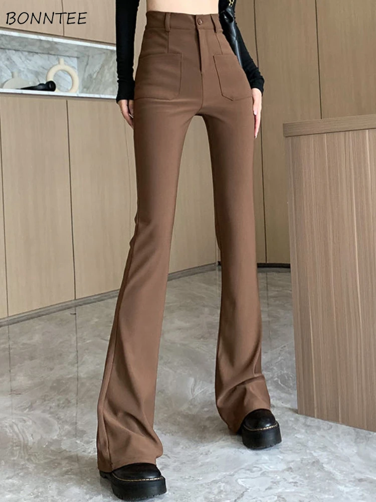 

Pants Women Leisure Simple Classic Streetwear Design Popular Boot Cut Holiday Spring Comfortable All-match Ulzzang Slim Daily