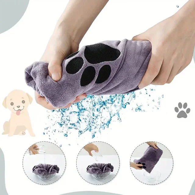 35*75cm/50*100cm Microfiber Pet Bath Towel Embroidered Super Soft Absorbent Cat for Dogs Grooming Supplies 3