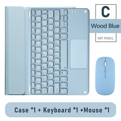 Premium Wireless Magic Keyboard & Case with Bluetooth for iPad Air 13 M2 2024 (C Wood Blue-mouse)