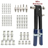 86Pcs/set M3-M8 Blind Hand Rivet Nuts Heavy Duty Nut Threaded Insert Rivet Tool Riveter Gun with Riveting Household Repair Tools 1