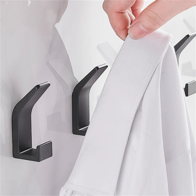Aluminum Alloy Black Robe Hook Wall Hook Towel Hook Self Adhesive Rustproof Hook  Hanger for Bathroom