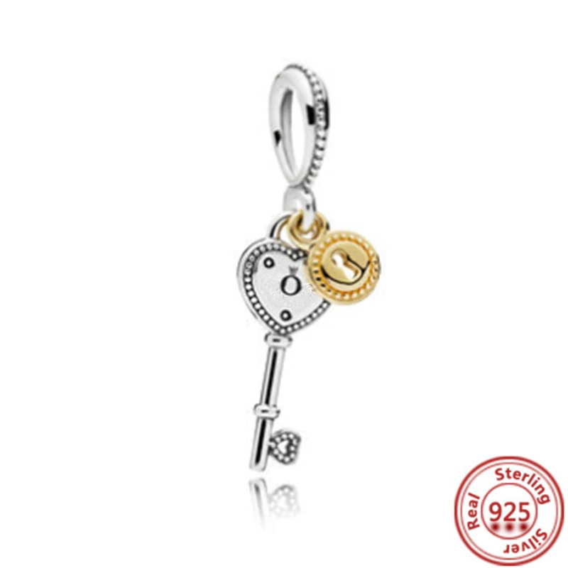 2024 Fit Original Pandora Bracelet DIY Women Jewelry New 925 Sterling Silver Bead Golden Heart-Shaped Lock Birthday Candle Charm