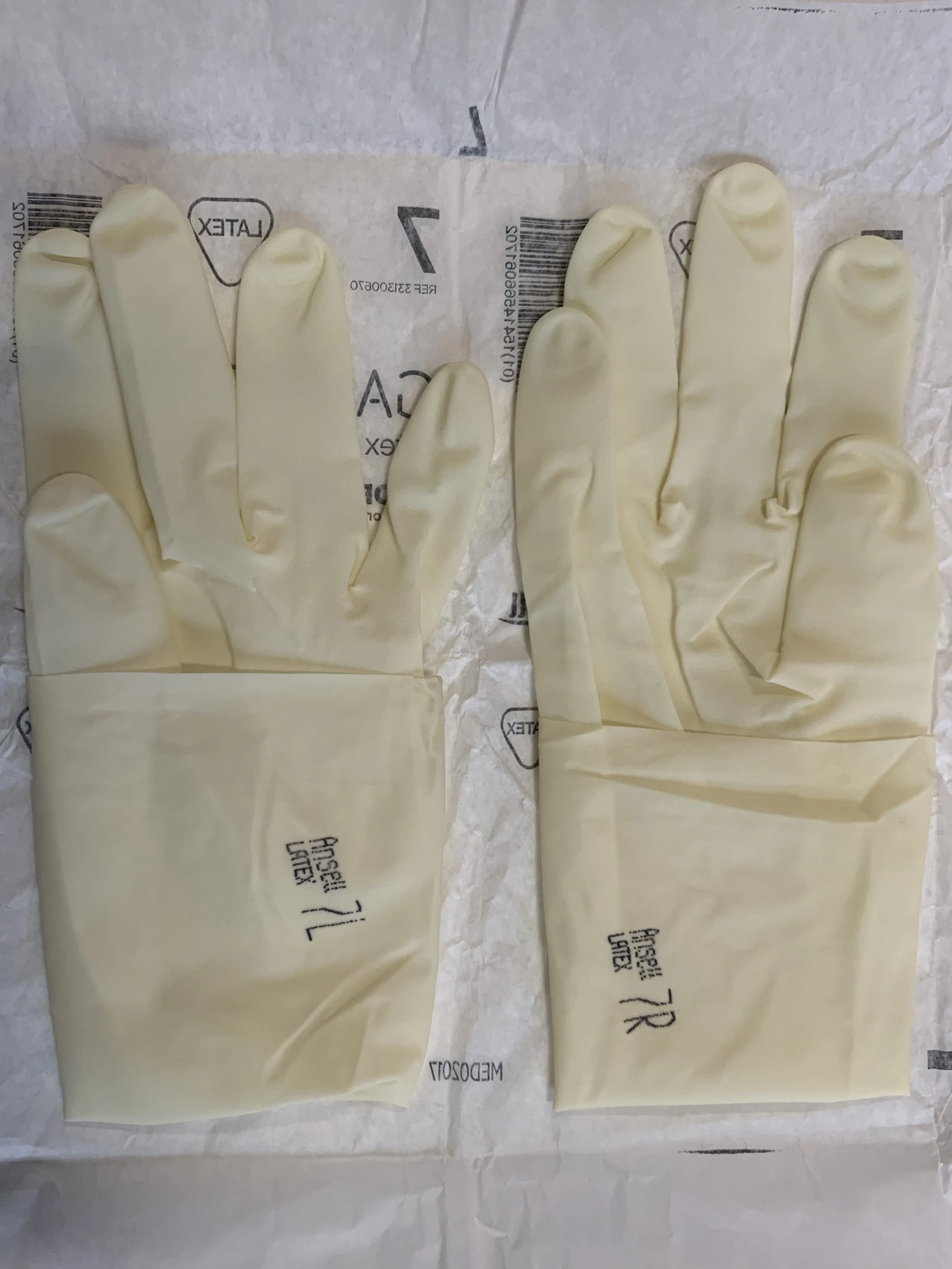 Ansell Gammex LatexTextured（1 pair) Micro-textured finish Latex Powder Free Surgical Gloves Straight Edge Outer glove