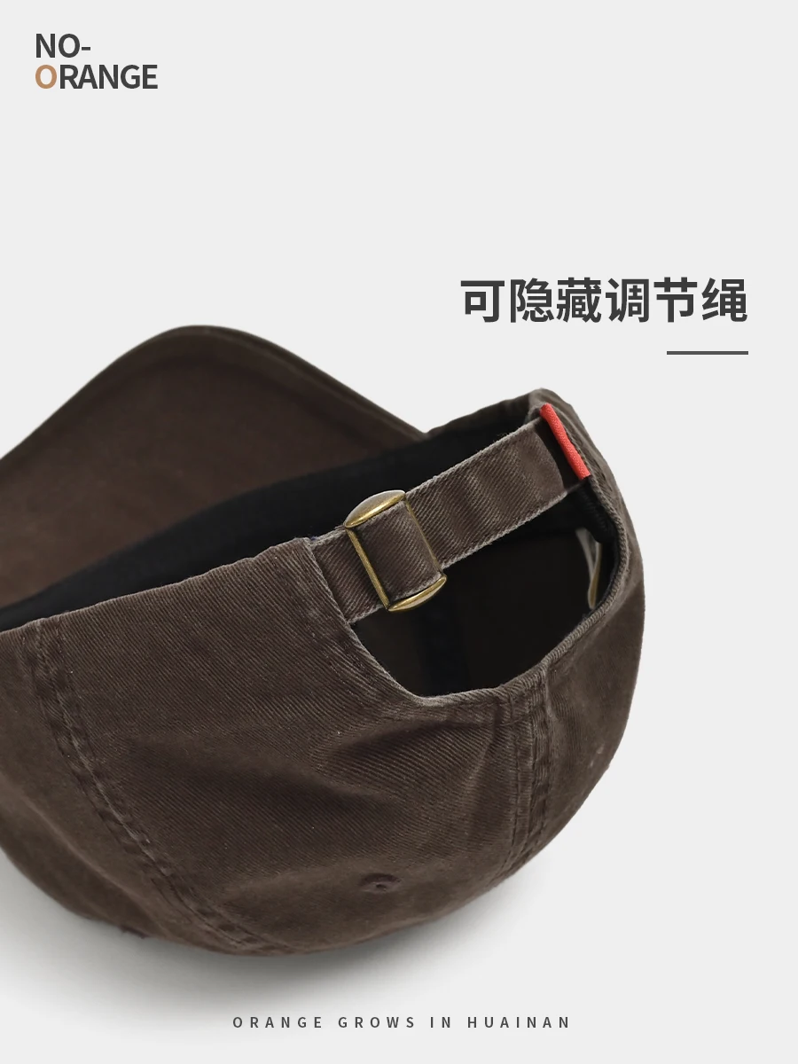 Washed-out Vintage Brushed Wide Brim Baseball Cap Female Thorn Peaked Cap Men's Sun-Shade 4