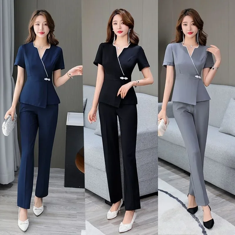 

Black Beautician Overalls Working Hotel Club Spa Foot Bath Slim Suit Salon Work Clothes Women Esthetician Uniform For Massage