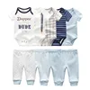 kiddiezoom 9 Pcs Unisex Newborn Clothing Sets100%Cotton Baby Bodysuit+Pant Baby Boy Girl Clothes Gift 3