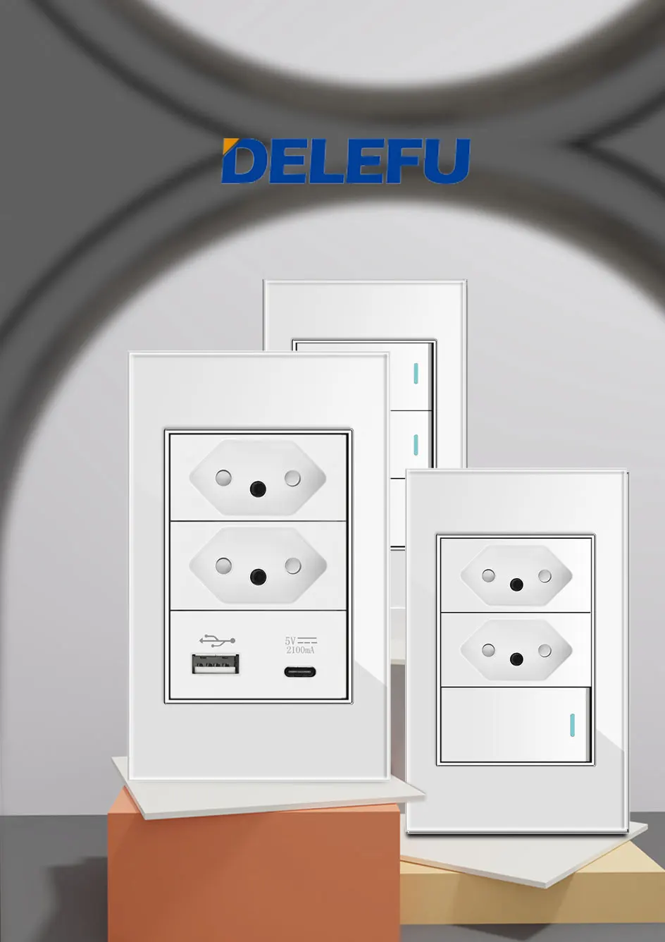 murale en verre blanc pour prise standard usb type interrupteur