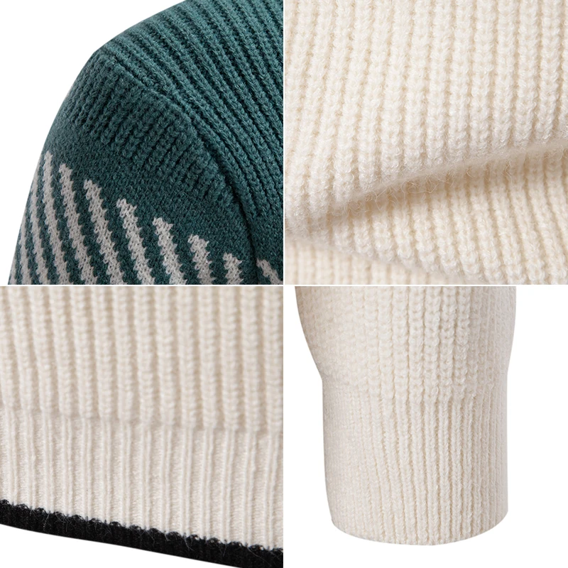 Autumn New Sweater Men's Half High Neck Casual Versatile Round Neck Knit with Slim Fit Elastic Sweater Inside 6