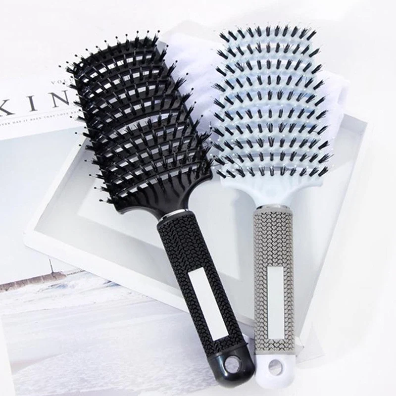 Bristle Nylon Hair Brush Girls Hair Scalp Massage Comb Women Wet Curly Detangle Hair Brush For Salon Hairdressing Styling Tool