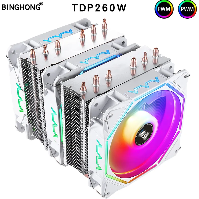 CPU Cooler high Performance 120MM Dual Tower 6 heat pipes ARGB + PWM fan per 115X 1200 1700 1356 1366 X99 2011 AM4CPU ventola di raffreddamento