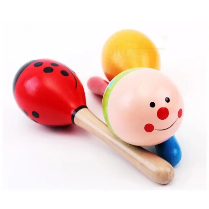 Colorful Rainbow Hand Held Bell Stick Wooden Percussion Musical Toy for Party Kids Game Retail Musical Instrument