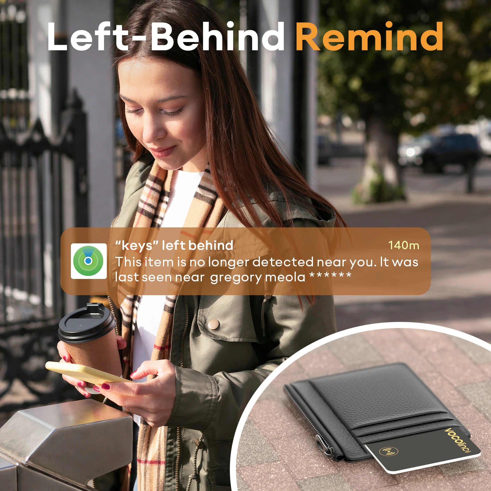 1/2Pcs VOCOlinc Smart Bluetooth Wallet Tracker Passport Tag, Use with Find My (iOS Only), Anti-lost Item Finder Keychain Locator 4