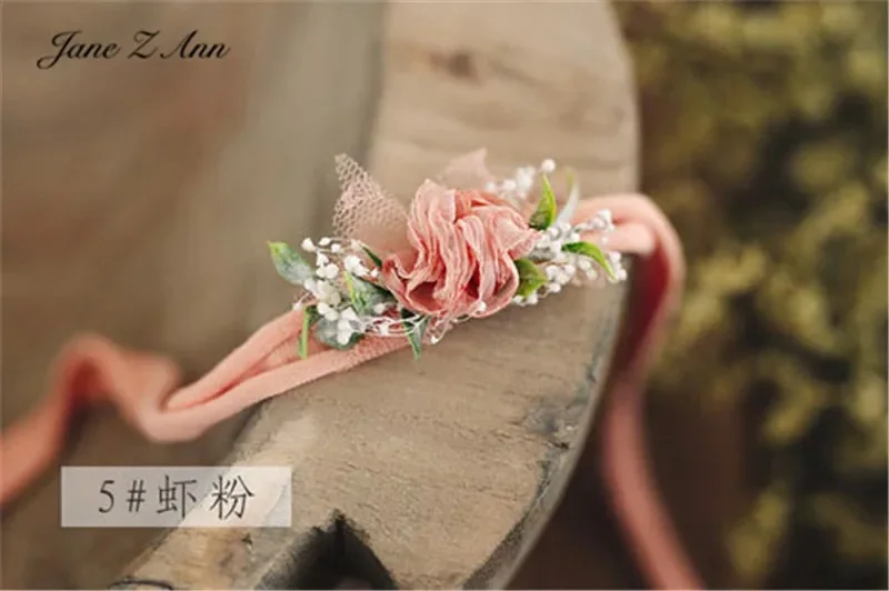 Jane Z Ann Mehrfarbiger Rosen-Kopfschmuck für Neugeborene, 100 Tage, 1 Jahr, Baby-Mädchen Fotoshooting Haarband, Blumen-Fotografie-Requisiten – Detail 4