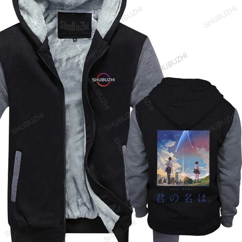 

Funny Kimi No Na Wa Your Your Name winter hoody for Men Japan Anime Manga Printed hoodie Cotton Graphic brand hooded jacket