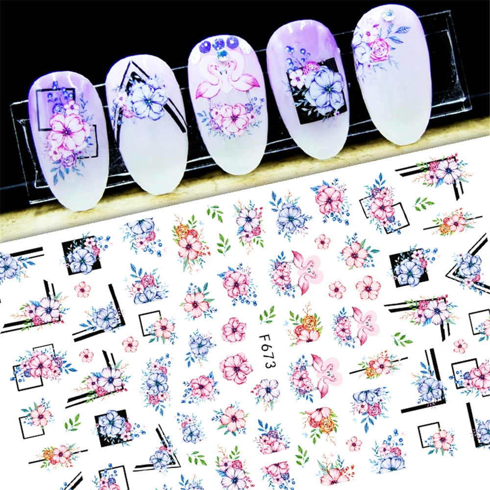 

F-673 F-681 Rose Flamingo Butterfly Leopard Skull 3D Back glue Nail decal Nail sticker Nail decoration Nail art Nail ornament