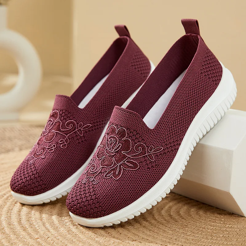 2022 Autumn New Flat Shoes Women Non Slip Walking Footwear Mesh Breathable Loafers Soft Sole Comfort Mom Sport Shoes Casual Shoe