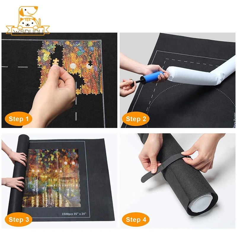 Puzzle Storage Mat 26x46 Inches Felt Holds 1500 Pieces with Pump Portable Organizer Large Jigsaw Toy Accessory Adults Kids Gift jigsaw puzzles