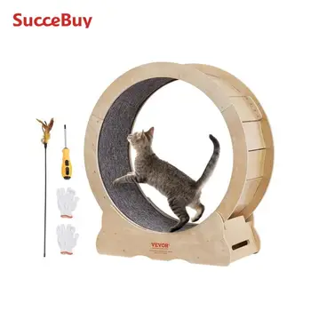 VEVOR Cat Exercise Wheel – Silent Natural Wood Treadmill 1