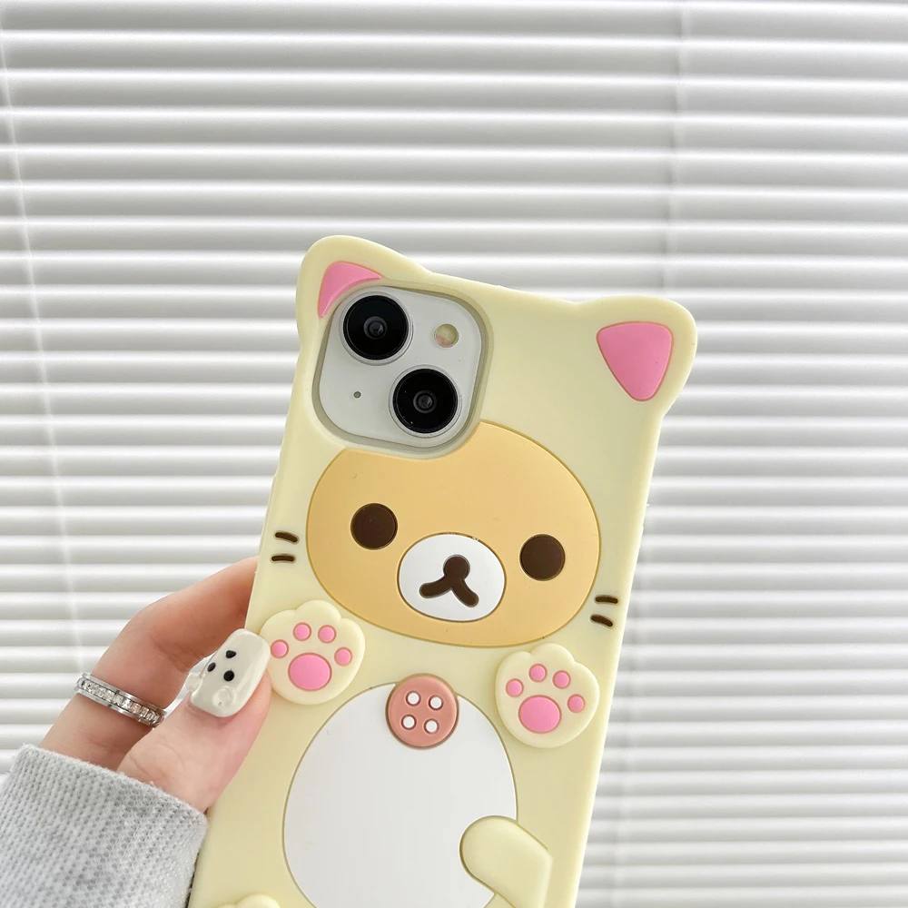 Cartoon Cat Bear Claw 3D Silicone Phone Case
