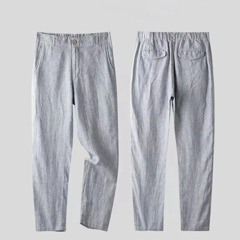 봄 가을 패션 남성 리넨 투피스 세트 블레이저 자켓 + 바지 솔리드 슬림 피트 캐주얼 비즈니스 얇은 의류 통기성 양복