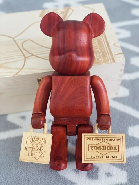 Bearbrick 400% 28cm Porter x Karimoku x Medicom Toy three-party joint  African rosewood Porter suitcase Bear - AliExpress