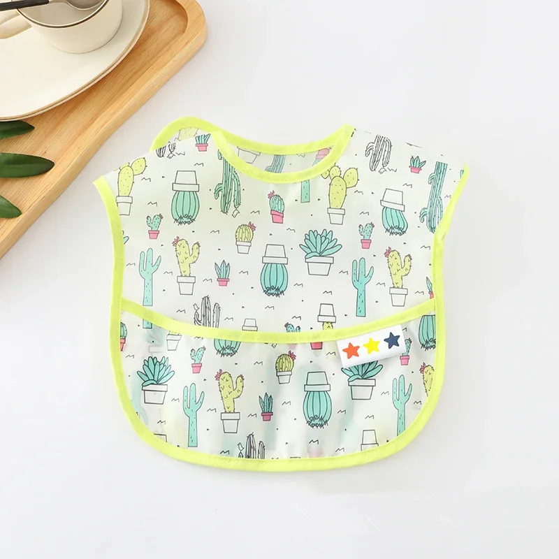 Baby Bibs EVA Waterproof Lunch Bibs Cartoon Printing Infants Boys Girls Feeding Burp Cloths Bibs Apron Feeding Accessories