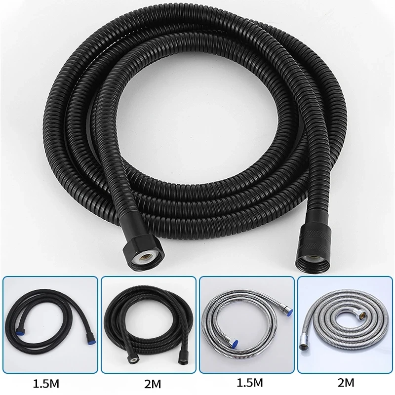 1.5/2.0M Double Lock Matt Balck SUS 304 Black Pipe Fittings Explosion Proof shower hose Bathroom Flexible