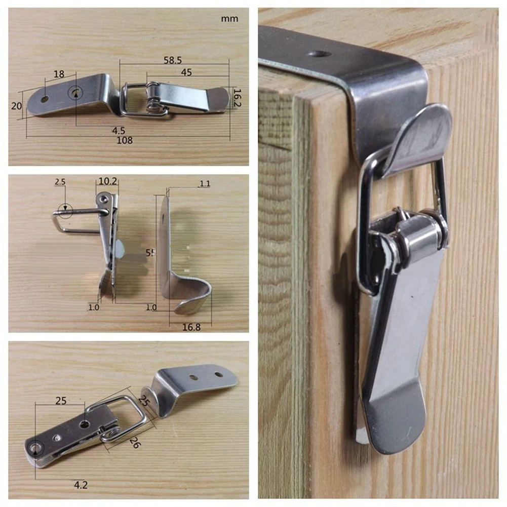 

Toggle Latch Silver Stainless Steel 90° Business Clip Draw For Home Latch Clamp Loaded Office Practical Durable
