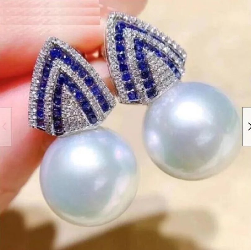

Gorgeous New Huge AAAA 10-11mm south sea white Round pearl earring 925s