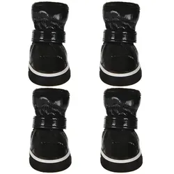 Cozy Winter Fleece Waterproof Pet Shoes - 4 Piece Set - 3 (Black)